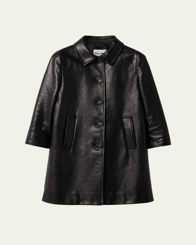 Embossed Logo Leather Jacket